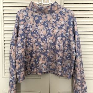 Vintage blue floral high neck crop top